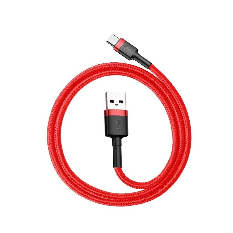 Cavo USB 2.0 A a USB-C Baseus CATKLF-B09 1m QC3.0 treccia in nylon rosso, ricarica rapida e sincronizzazione dati