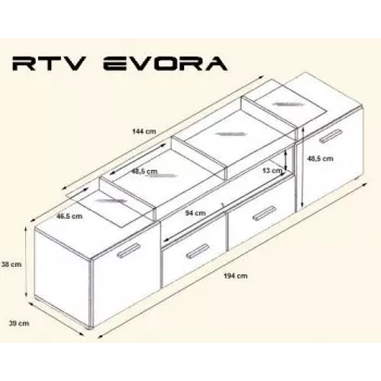 Mobile TV Cama EVORA 200 wenge/nero lucido