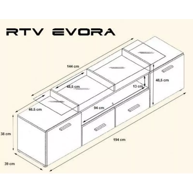 Mobile TV Cama EVORA 200 wenge/nero lucido