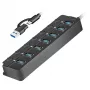 Hub USB 3.2 Gen 1, 7 porte con interruttore on/off, nero