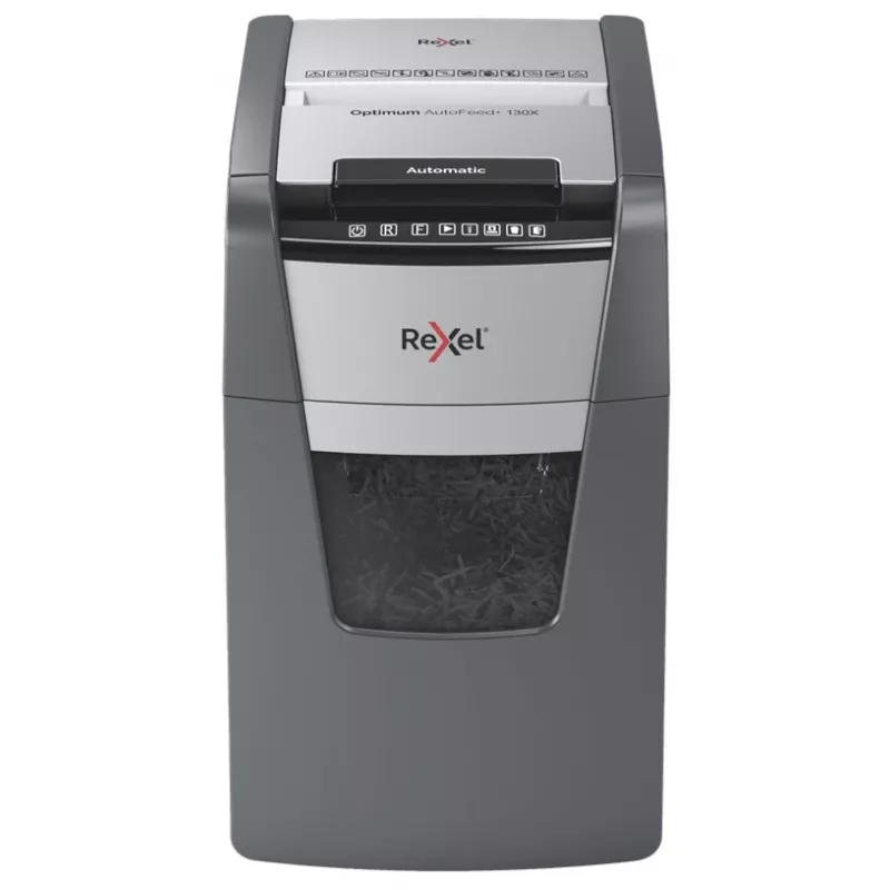 Distruggidocumenti Rexel Optimum AutoFeed+ 130X taglio incrociato 55 dB 22 cm nero, argento