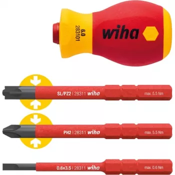 Impugnatura per cacciavite stubby VDE Wiha SB28310101, diametro impugnatura 34 mm, isolata