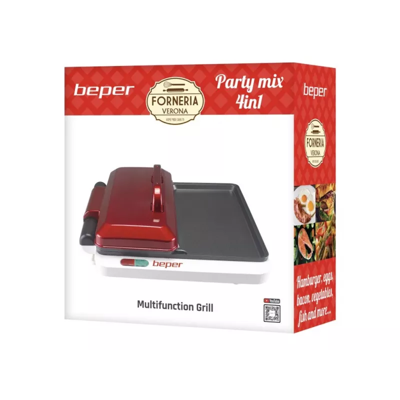 Beper P101CUD500 Party Line griglia elettrica con 4 piastre di cottura