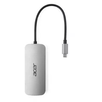 Dongle USB-C 7-in-1 Acer — USB 3.2 Gen 1 Type-C, 3x USB-A, HDMI, SD/MicroSD, 100W PD, argento