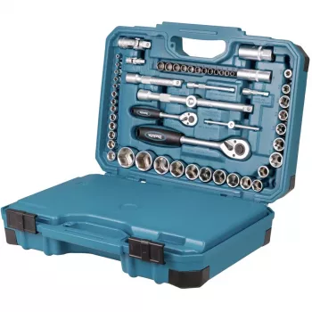 Set utensili manuali E-17980, 231 pezzi blu, con 2 cricchetti reversibili, 1/4 e 1/2, valigetta
