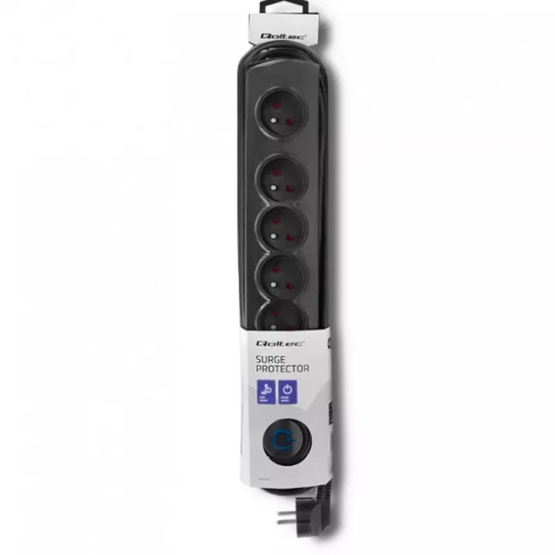 Protezione da sovratensione Qoltec 50172 nero 6 prese AC 230V 5 m