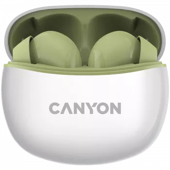 CANYON Cuffie In-Ear TWS-5, Verde Bluetooth 5.3, Controllo touch, Ingresso di ricarica: USB-C