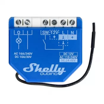 Relè smart Shelly Qubino Wave 1 plastica 110–240V 16A, Z-Wave 868,4 MHz, blu, montaggio a parete