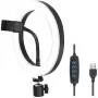LogiLink AA0151 Ring light LED per smartphone, Ø 200 mm, 3 modalità colore, dimmerabile, filettatura treppiede 1/4 di pollice, con supporto per smartphone, USB, cavo 1,8 m, nero
