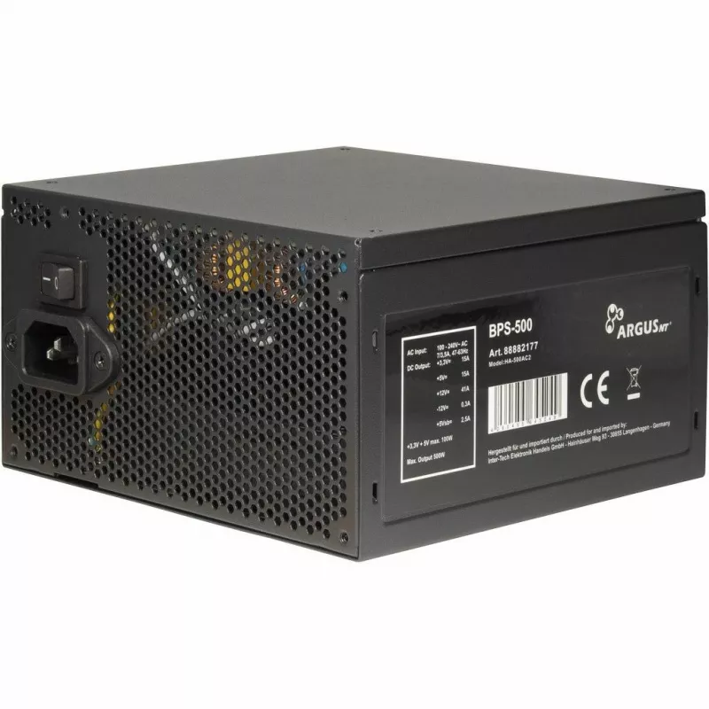 Inter-Tech ArgusNT BPS-500 alimentatore 500 W 20+4 pin ATX ATX nero