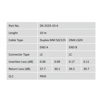 Cavo patch in fibra ottica Digitus OM4 LC/LC 10m