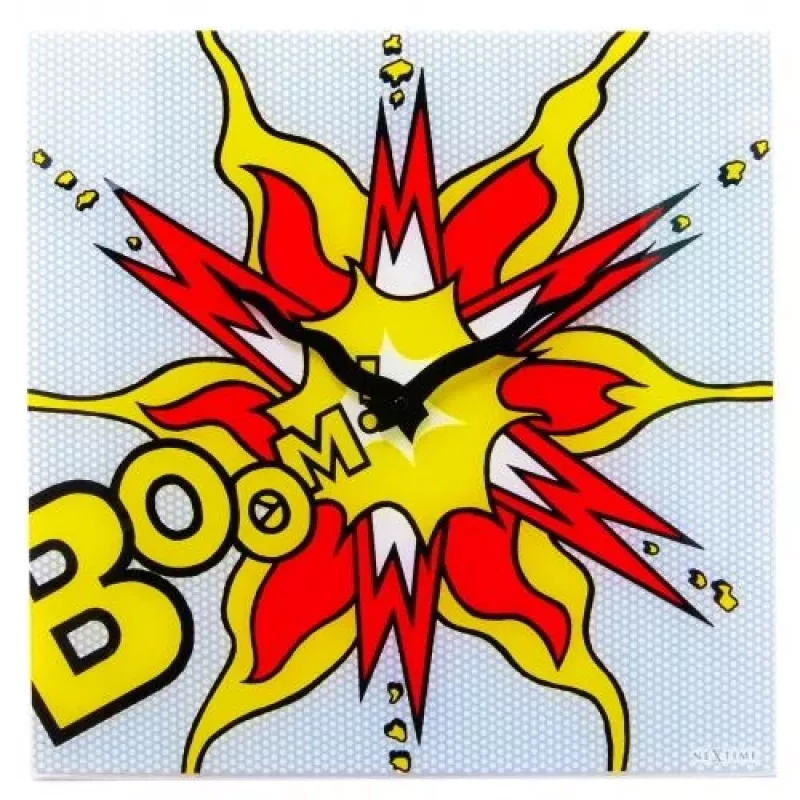NeXtime orologio 8173 Boom, 43x43 cm, orologio da parete, rosso/giallo/bianco