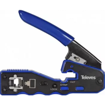 Pinza crimpatrice Televes 209802 per connettori RJ45, taglio automatico, modello 37230