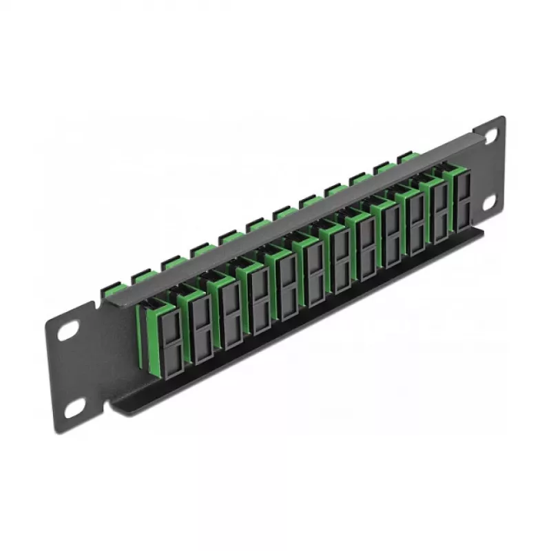 Patch panel fibra ottica DeLOCK 10 pollici 12 porte SC duplex verde 1U nero