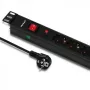 Qoltec 53993 PDU per rack da 19 pollici 1U con protezione da sovratensioni, 6x Schuko, 16 A, 2 m, nero