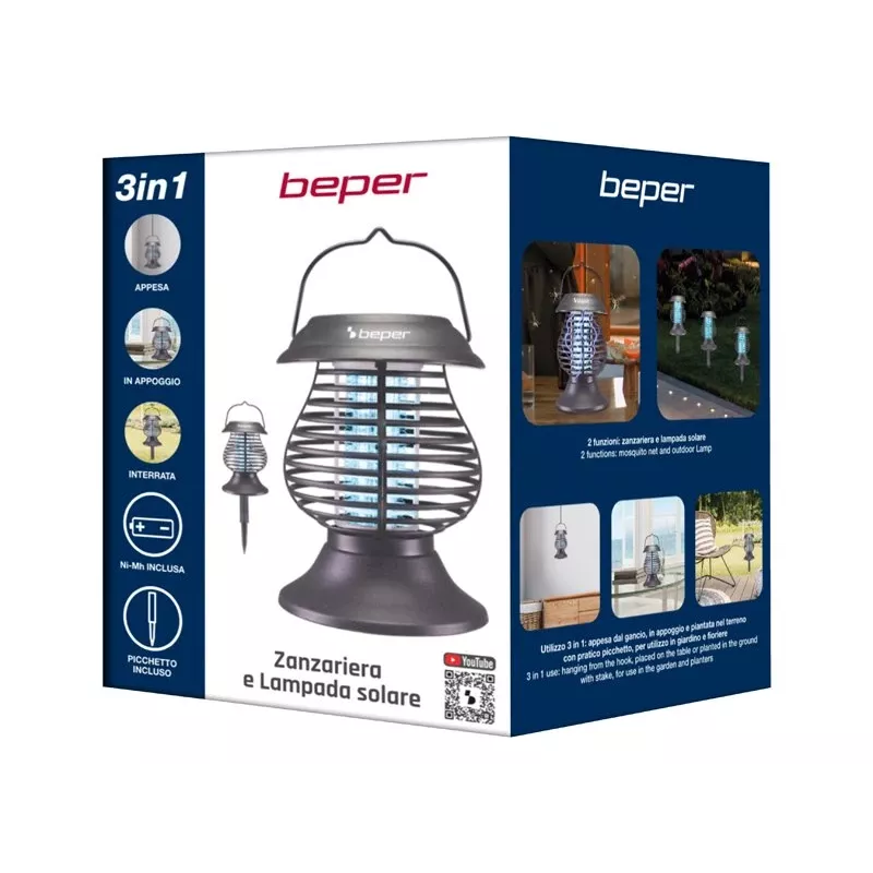 Beper P206ZAN111 lanterna solare acchiappainsetti, lampada UV-A