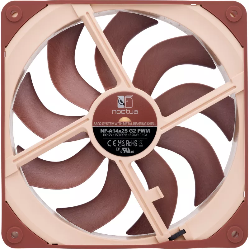 Ventola Noctua NF-A14x25 G2 PWM 140 mm 1500 U/min cuscinetto SSO2 4-Pin-PWM beige