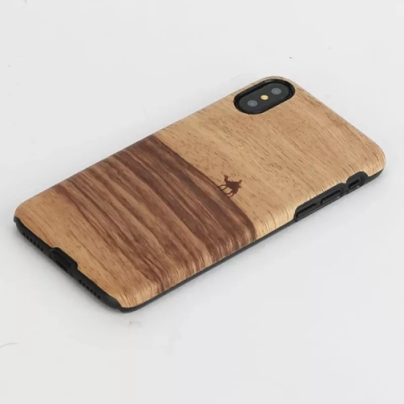 Cover protettiva MAN&WOOD per iPhone X/XS – Terra nero, retro protettivo