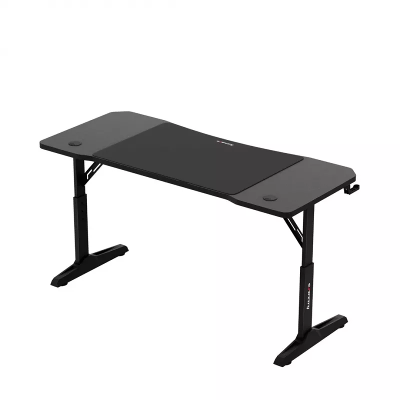 Scrivania da gaming huzaro Hero 3.6 — rettangolare 1400×600 mm, regolabile in altezza 560–790 mm, nero, gambe a H, piano da 15 mm