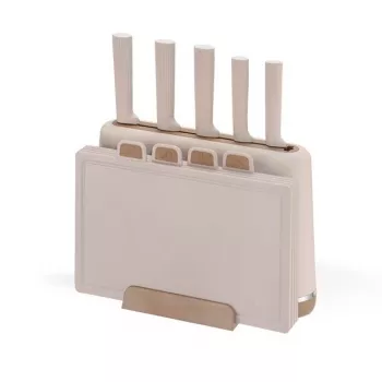 Maestro MR-1412-BEIGE set di coltelli con ceppo + set di taglieri beige