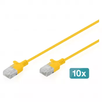 Cavo patch DIGITUS CAT6 U-UTP slim, 3 m, giallo — confezione da 10