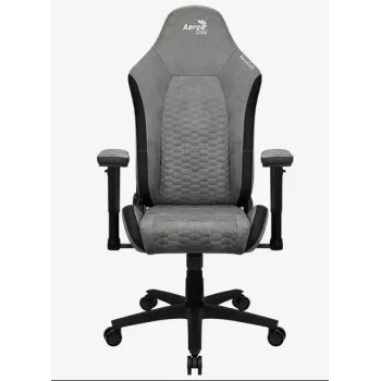 Sedia da gaming universale Aerocool Crown AeroSuede con seduta imbottita, grigio pietra