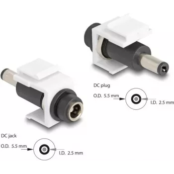 Modulo Keystone DeLOCK DC 5,5 x 2,5 mm connettore femmina su connettore maschio bianco