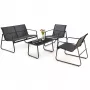Set da giardino Extralink BLACK FOREST in tessuto due sedie + lettino + tavolino pieghevole nero L-0358 set da esterno