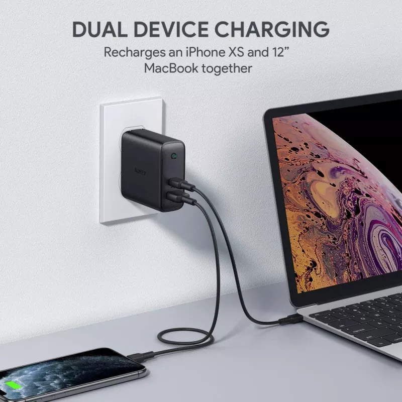 Caricatore da parete PA-D3 2xUSB Power Delivery (1xUSB+1xUSB C) 5,4A 60W Dynamic Detect