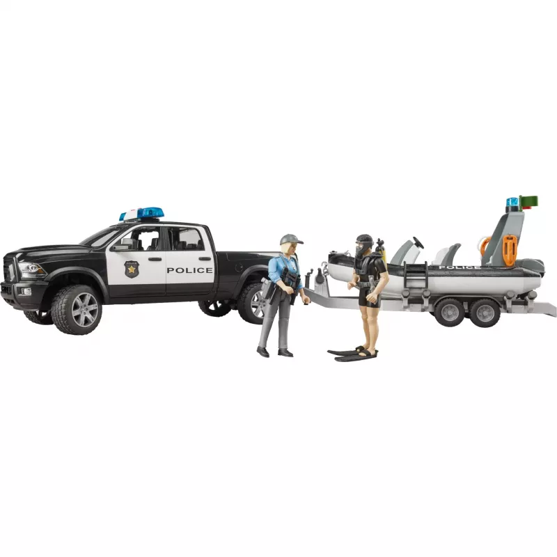 Dodge RAM 2500 pickup della polizia con barca