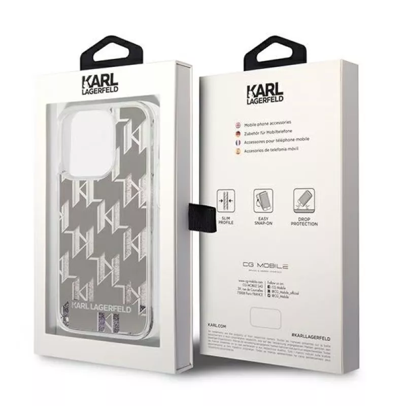 Karl Lagerfeld KLHCP14XLMNMS iPhone 14 Pro Max 6.7 hardcase argento / argento Liquid Glitter Monogram