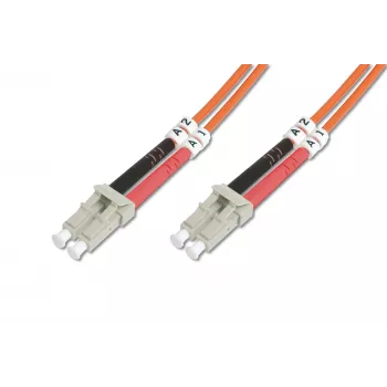 Cavo patch in fibra ottica DIGITUS LC/LC 50/125µm 3m multimodale duplex senza alogeni fino a 1Gbit con rapporto di misura arancione OM2 (DK-2533-03)
