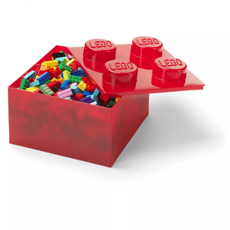 LEGO Storage Brick 4 contenitore con coperchio, rosso trasparente
