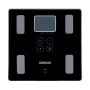 Bilancia pesapersone elettronica Omron VIVA – quadrata, nera, max 150 kg, precisione 100 g, massa grassa/BMI/BMR, memoria 30 utenti