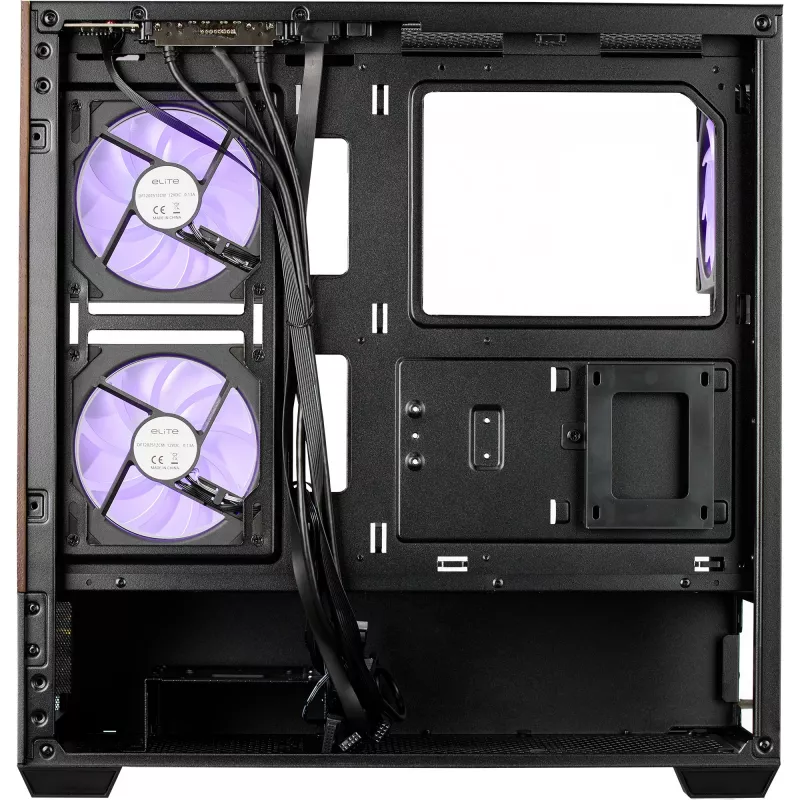 Cooler Master Elite 690 case PC, Midi-Tower, ATX, Tempered Glass - 4x ventole ARGB, legno, nero