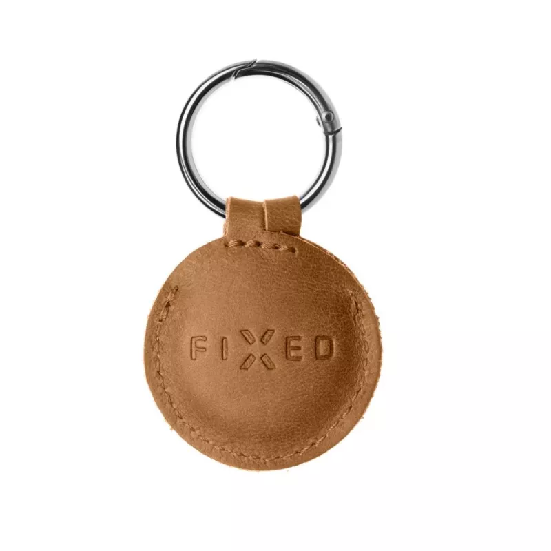 Custodia per AirTag FIXED FIXWAT-C2-BRW in vera pelle di vitello marrone — supporto protettivo in pelle per Apple AirTag