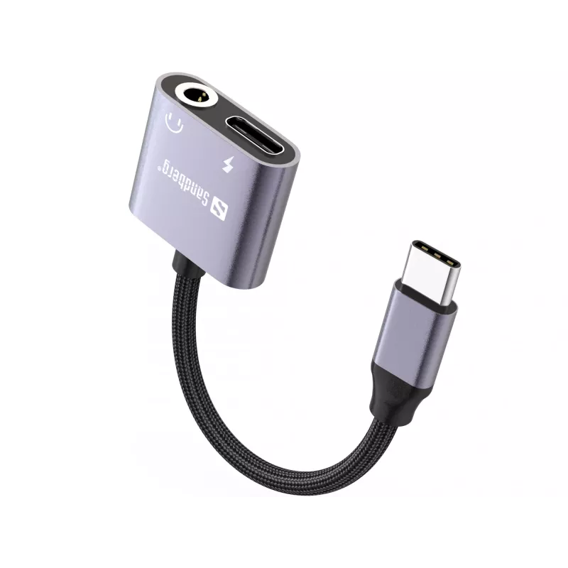 Adattatore audio USB-C SANDBERG PD65W 136-67 con USB-C PD passthrough