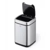 Cestino Durable NO TOUCH 6L rettangolare acciaio inox argento nero
