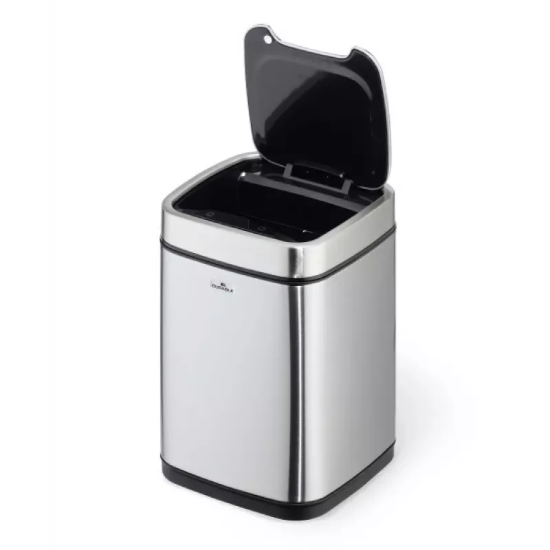 Cestino Durable NO TOUCH 6L rettangolare acciaio inox argento nero