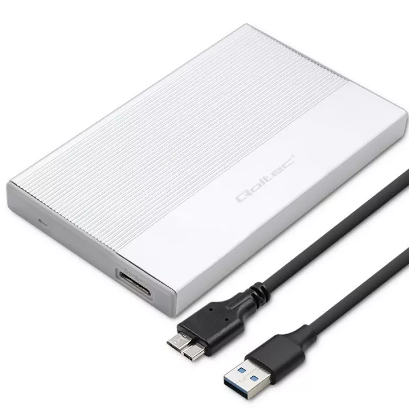 Case per SSD/HDD SATA 2,5 pollici QOLTEC 52278 USB 3.0, supporta fino a 2 TB
