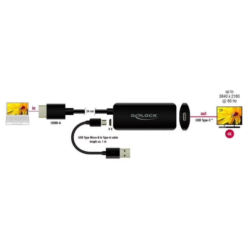 Adattatore HDMI-A maschio a USB Type-C femmina DeLOCK 63251