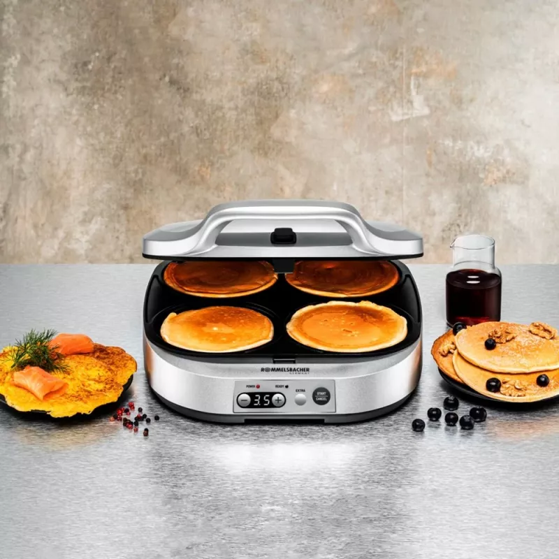 ROMMELSBACHER PC 1800, 4 crêpes, argento, plastica, 13,5 cm, tasti, 1800 W
