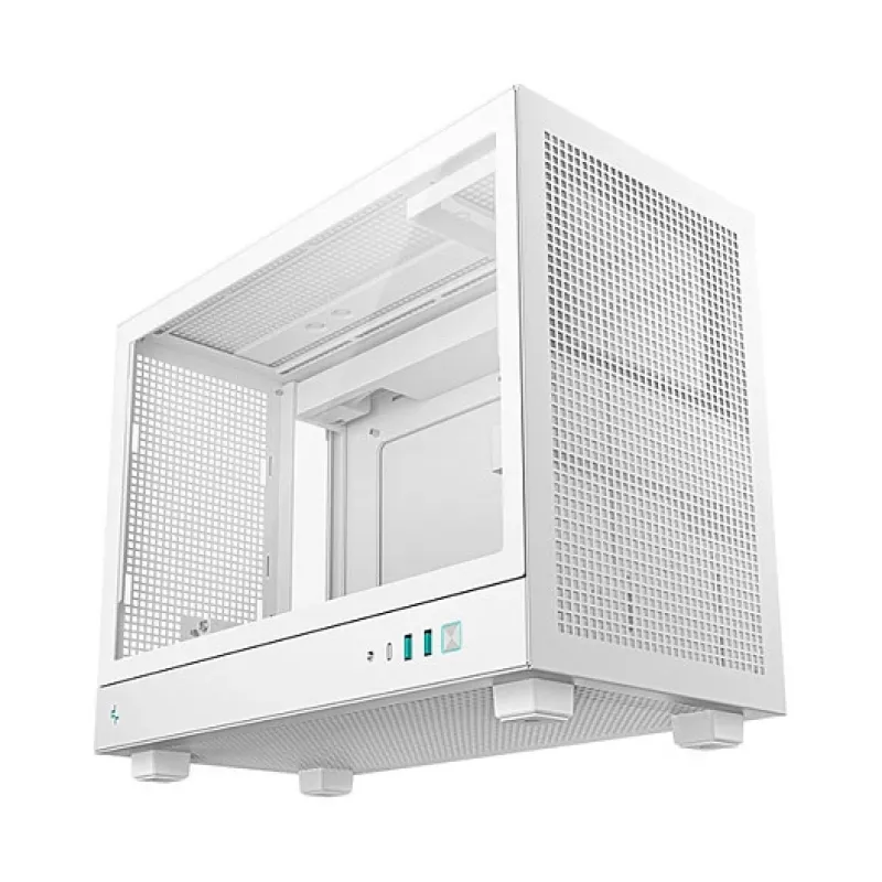 Case per computer DeepCool CH160 PLUS WH Small Form Factor bianco, microATX, vetro temperato, USB-C