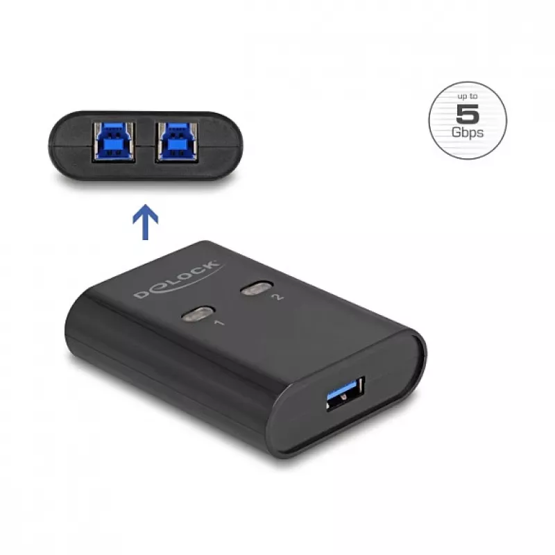 Switch USB DeLOCK 2 PC su 1 dispositivo 5 Gbps nero