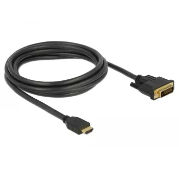 DeLOCK - cavo video - HDMI / DVI - DVI-D (M) su HDMI (M) - 2,0 m - tripla schermatura - nero - viti zigrinate (85654)