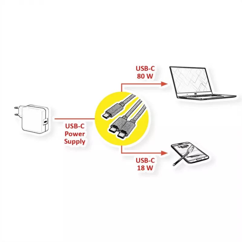 ROLINE - Cavo USB - USB-C 24 pin (M) a USB-C 24 pin (M) - USB 2.0 - 1,85 m - alimentazione USB (100 W) - nero (11.02.8308)