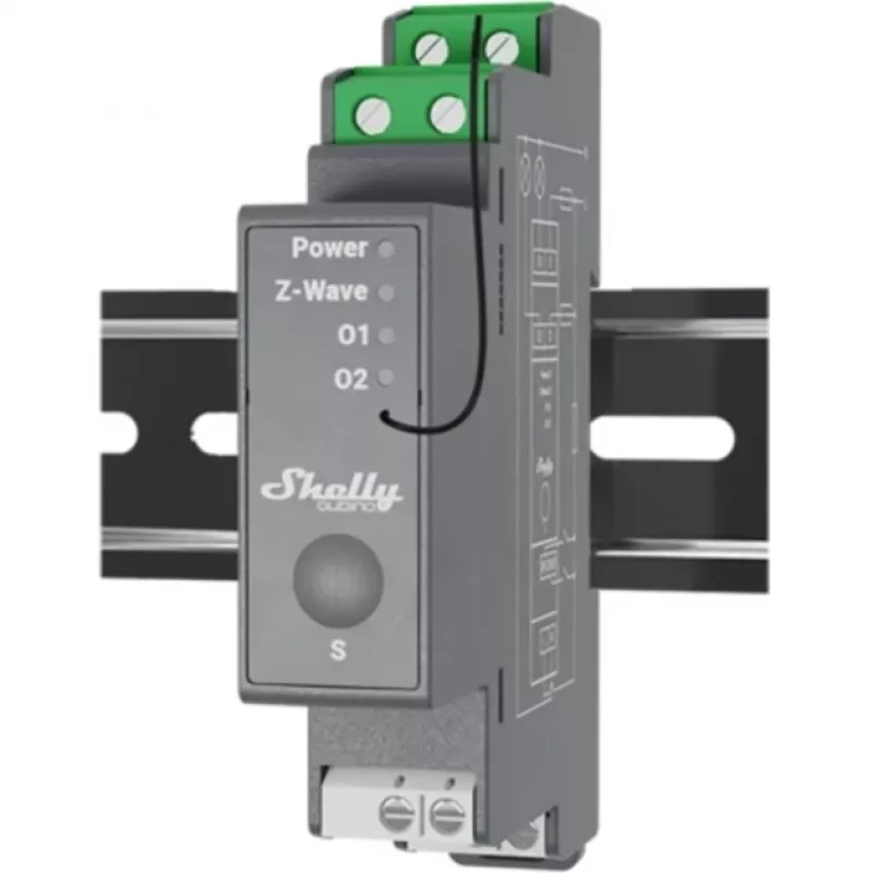 Relè a semiconduttore Shelly Wave Pro 2 2 canali 25 A 110–240 V guida DIN, 868,4 MHz