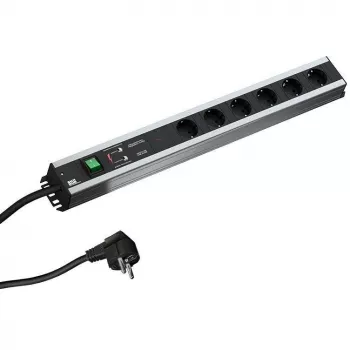Unità di distribuzione di alimentazione Bachmann 300.012, PDU Basic, 6 uscite AC, 2HE, cavo 2 m, nero/grigio