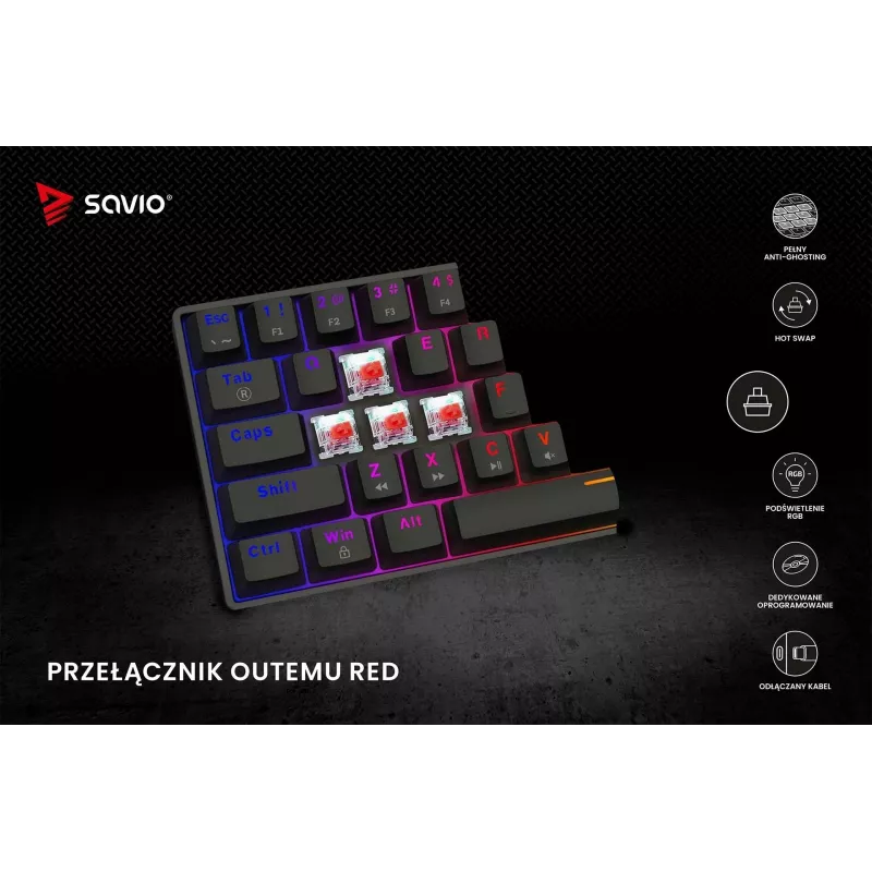 SAVIO BLACKOUT X2 tastiera meccanica OUTEMU Red, Hot Swap