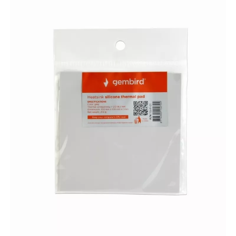 Gembird TG-P-01 Pad termico in silicone, 100 x 100 x 1 mm